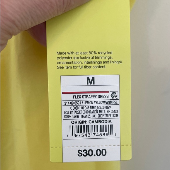 All in Motion Flex Strappy Active Dress Lemon Yellow size Medium NWT - Picture 4 of 8
